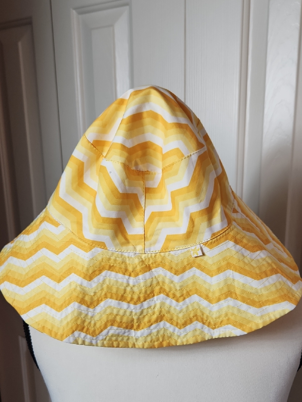 Source Unknown , Yellow and White Chevron Sun Hat, Adult